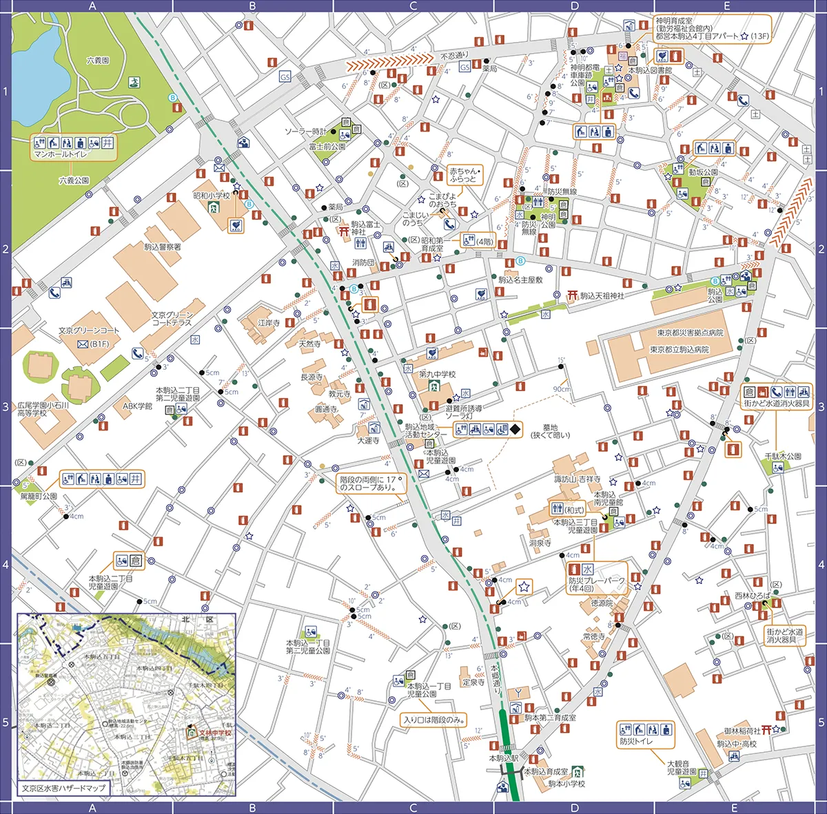 吉片町会・富士前町会・神明上町会<br>・神明西部町会・本駒自治会編マップ